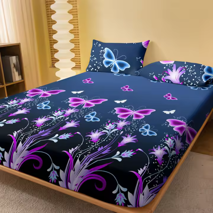 Sábana Individual Con Patrón De Sueños Encantadores 100% Poliéster Envoltura De Cama Con Estampado Para Dormitorio Sin Almohadillas - 1