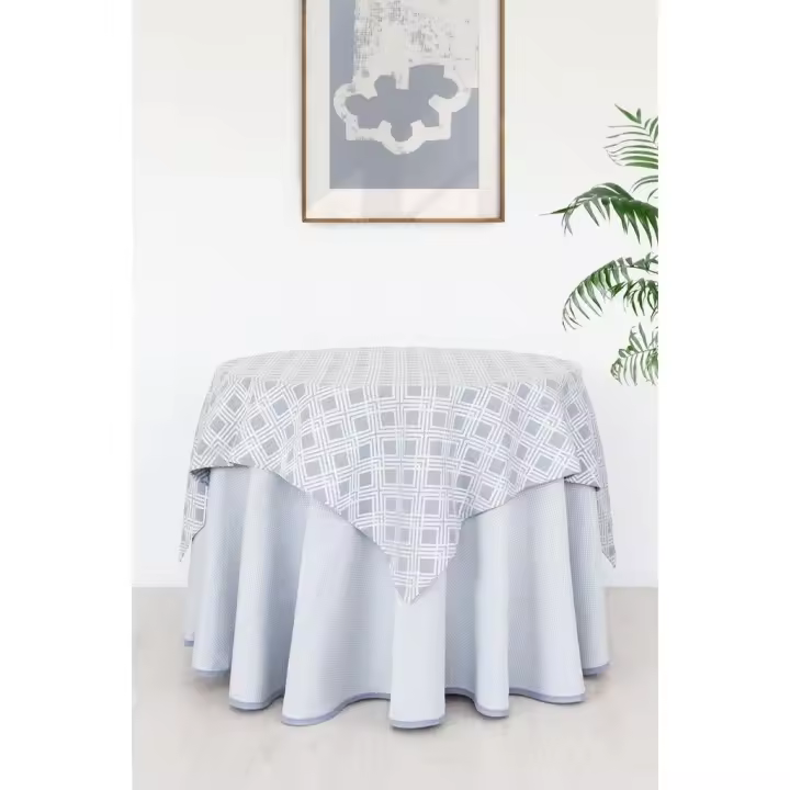 Set Falda Mesa Camilla Jacquard + Mantel 4049 Utopia Color Gris C/06, Pielsa - 1