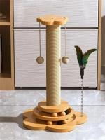 Juguete Para Gato Duradero Tablero De Rasguñado Con Eje Y Bolas Divertidas Columna De Agarre Para Gatos Material De Sisal - details 4