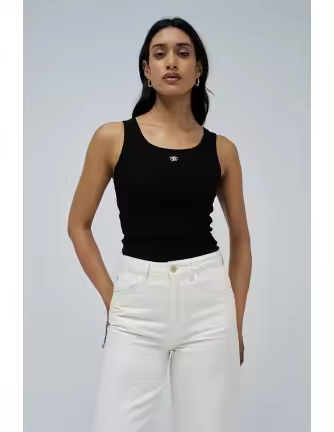 Top Salsa negro canalé básico - 1