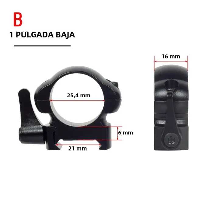 Anillos De Visión Telescópica De Acero Para Rifle De Caza Con Percha Picatinny 25.4mm 30mm Perfil Bajo Medio Alto 2Pcs / Pack Accesorios De Armería - 1