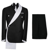 Traje Formal De Dos Piezas Para Hombre En Color Negro Con Chaqueta Y Pantalones Un Botón Elegante Para Bodas Y Comidas Formales - details 1