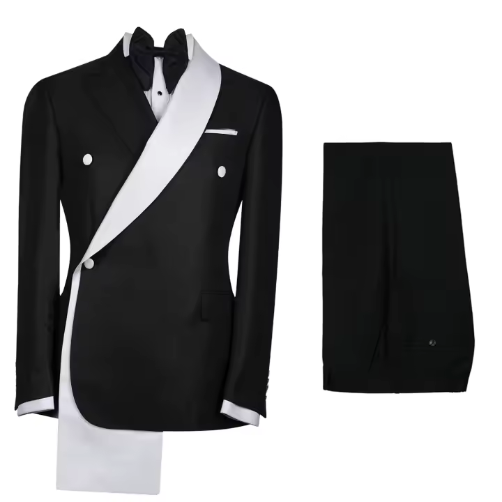 Traje Formal De Dos Piezas Para Hombre En Color Negro Con Chaqueta Y Pantalones Un Botón Elegante Para Bodas Y Comidas Formales - 1