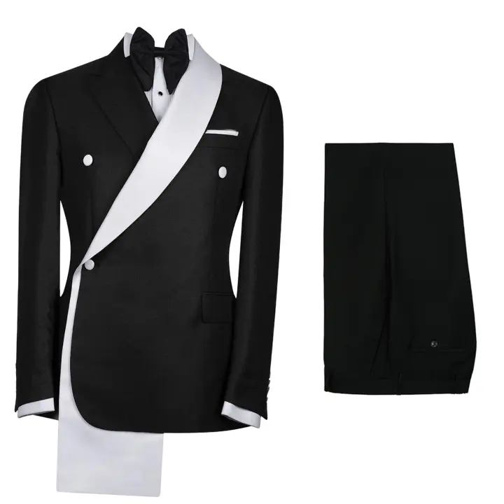 Traje Formal De Dos Piezas Para Hombre En Color Negro Con Chaqueta Y Pantalones Un Botón Elegante Para Bodas Y Comidas Formales - 1