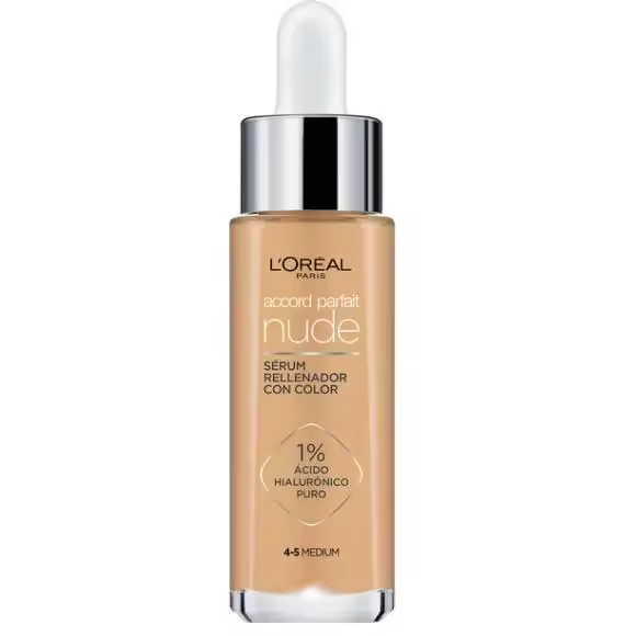 LOREAL sérum rellenador con color Accord Parfait Nude tono 4-5 Medium con ácido hialurónico puro - 1