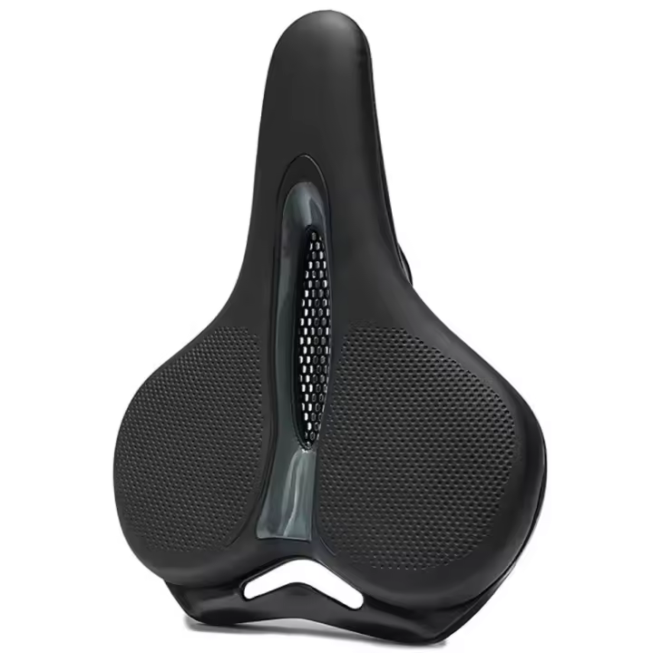 Sillín De Bicicleta MTB Para Hombres Y Mujeres Cómodo Asiento De Bicicleta De Montaña Absorbedor De Choque Con Superficie De Cuero Y Almohadilla Grande Transpirable Hueco - 1