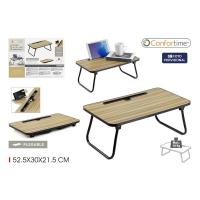 STARLEY-Mesa madera plegable con ranura, madera y metal, bandeja para cama con patas, máx. 10 kg, desayuno, oficina - 52,5 x 30 x 21,5 cm ,CONFORTIME - details 3
