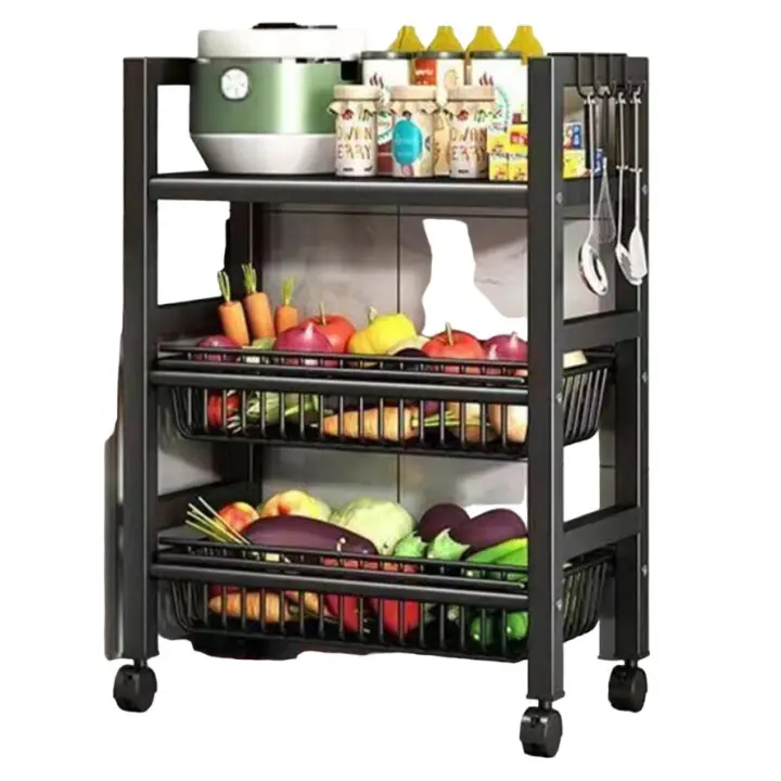 Estantes  para cocina microondas con ruedas,carritos organizador de salón de baño,mueble de cociona estantería de almacenamiento de metal libro juguete, estantería para con ruedas ,ESTANTERIA MICROONDA DE METAL - 1