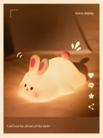 Lámpara De Noche LED De Conejo Cartoon Suave De Silicona Recargable Decoración De Mesa Para Niños Regalos Para Dormitorio Y Jardín Luz De Ambiente - details 12