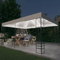 vidaXL Cenador con Tira de Luces 4x3x2,7 m Pérgola Parasol Carpa Jardín Color Blanco,  Antracita, y mas - details 0