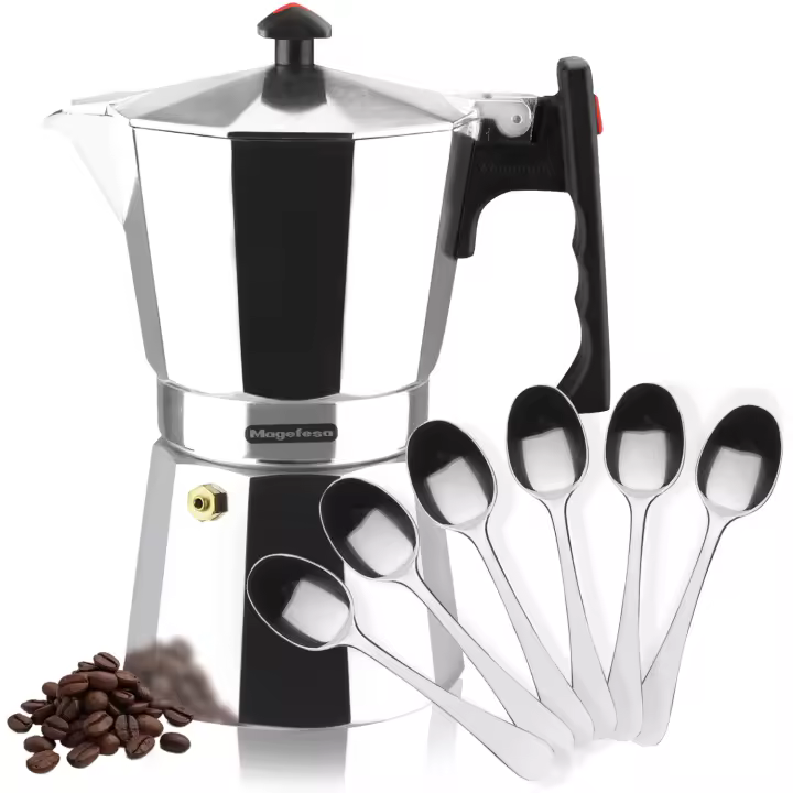 Magefesa Colombia - Cafetera Italiana, Incluye 6 Cucharas Moka, Aluminio Extra Grueso, Todo Tipo de Cocinas, EXCEPTO INDUCCIÓN - 1