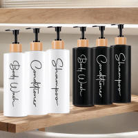 Juego De 3 Dispensadores De Shampoo Y Condicionador Recargables Para Ducha Y Baño Botellas De Jabón Con Etiquetas Blancas/Negras 500ml - details 3