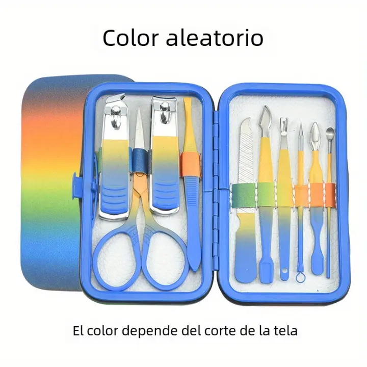 Set De Manicura Y Pedicura 7-16 Pcs Con Colores Gradientes Herramientas De Corte De Uñas Profesionales De Acero De Alta Calidad Para Viajes - 1