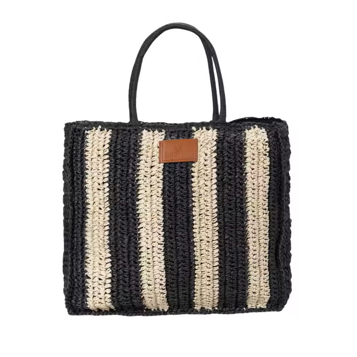 System Action - Bl309- Bolso Efecto Yute De Rayas Bicolor - 1