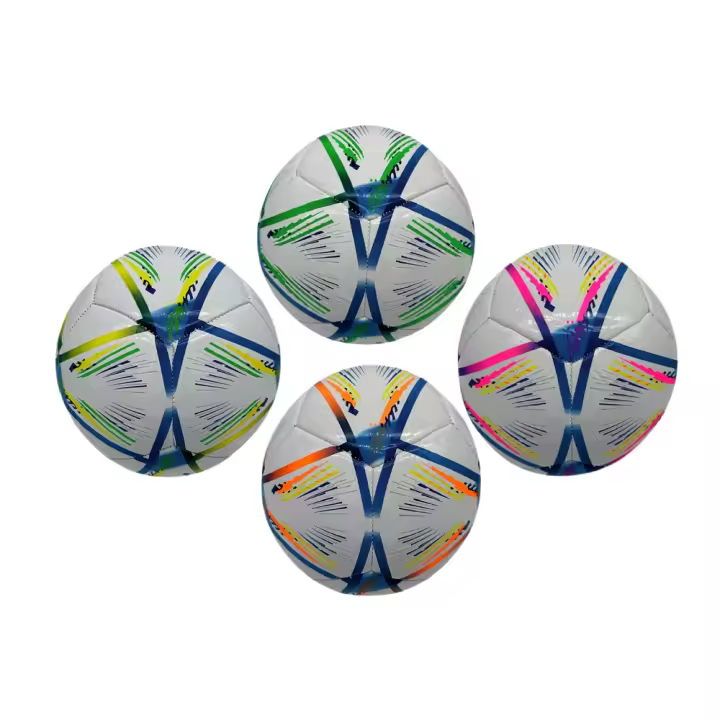 NEMON-Balón de Fútbol Multilineas amarillo, verde, naranja y rosa de cuero pu Talla 5 para interior y exterior - 1