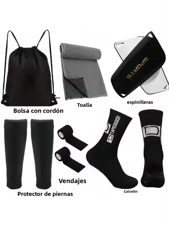 Combustión De Fútbol 6-Piece Equipo Incluye Bolsa De Almacenamiento De Fútbol Calcetines De Deporte Cubiertas De Calcetines Protección De Pierna Banda Deportiva Toallas Frías - 1
