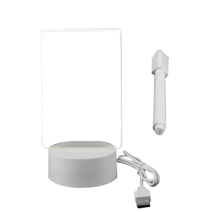 Lámpara De Noche LED Creativa Tablero De Notas De Acrílico Borrable Para Niños Regalo De Cumpleaños Decoración Para Dormitorio Con Lápiz Rectangular Incluye Luz Cálida USB - 1