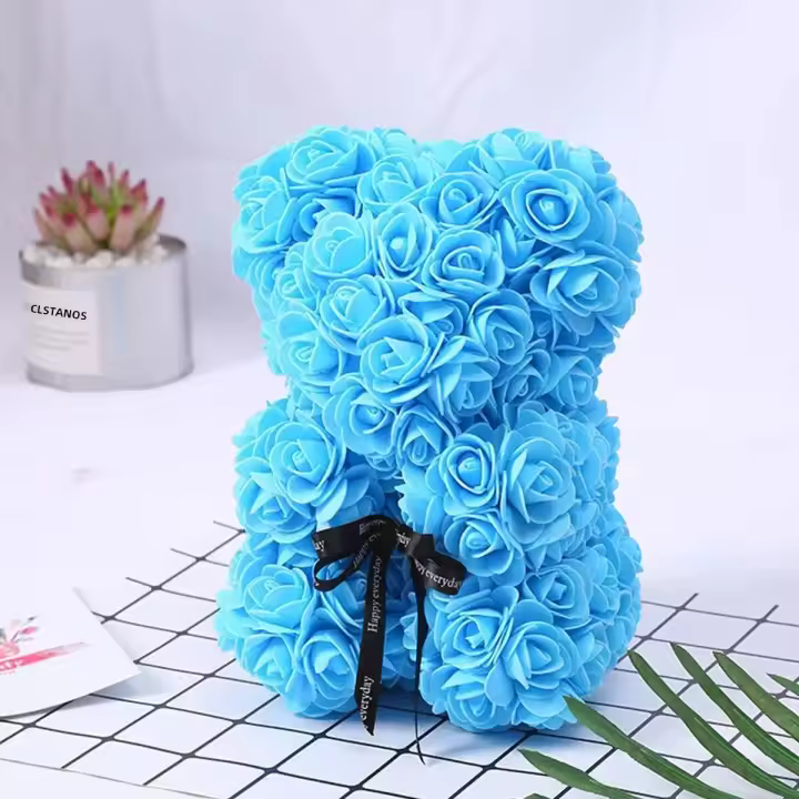 Oso De Rosas Creativo Para Día De San Valentín Regalo Romántico Con Caja De Flores PE Abrazo De Oso De Esponja PVC - 1