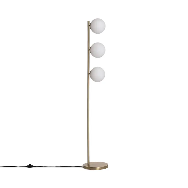 Ledkia Lámpara de Pie Metal y Cristal Moonlight Brass 3 Focos Dorado - 1
