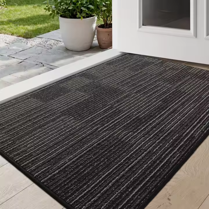 DEXI Door Mats Indoor 60 x 90 cm, Non-Slip Absorbent Dirt Trapper Mat, Thin Low Profile Doormats Inside, Washable Entrance Rug for Muddy Shoes and Paws, Brown - 1