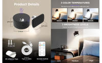 Lámpara De Pared Magnética Sin Cable Con LED Y Control Remoto 3 Documentos Intensidad Variable Cargable Por USB Para Dormitorio - details 1
