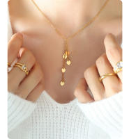 Colgante de corazón de acero inoxidable  chapado en oro de 18K para mujer, deslustre impermeable, collar de borla larga Collar con colgante de corazón de acero inoxidable , cadena para el cuello con cordones, joyería resistente al agua, Collar de regalo - details 4