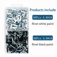 Kit De Remaches De Blinds 160Pcs Tamaños Variados Aleación De Aluminio Acero Nylon Remaches Assortment Kit (Plata/ Negro) Para Metalworking - details 2