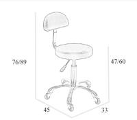 Taburete de peluquería con Respaldo Negro, Estructura cromada y Base de 5 Ruedas - details 1