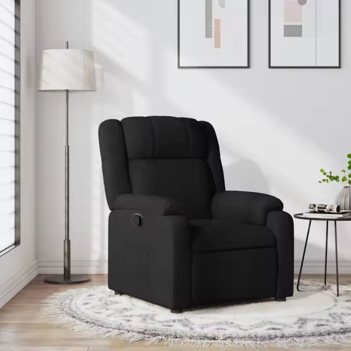 vidaXL Sillón reclinable de tela negro - 1