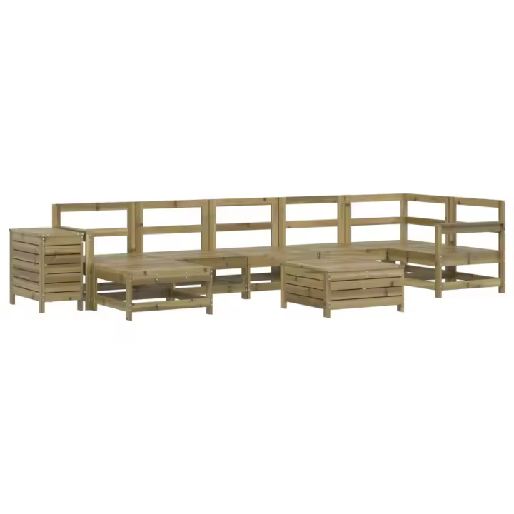vidaXL Juego de sofás de jardín 9 pzas madera de pino impregnada - 1