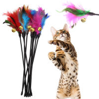 Juego Interactivo Para Gatos 5pcs/set Varita De Plástico Con Plumas De Pollo Y Colores Variados Y Campana Juguete Creativo Para Mascotas Portátil Y Divertido Para Entrenamiento Y Juego De Gatos - details 1