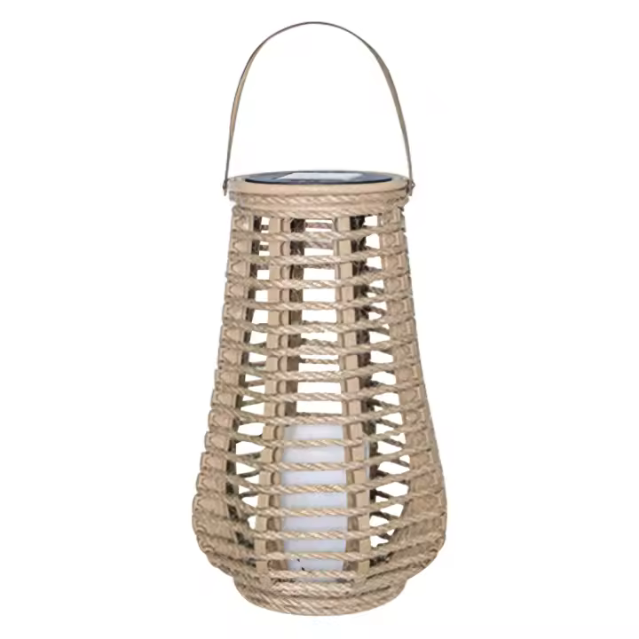 Lámpara Solar Exterior IP44 Impermeable Gran Rattan Para Jardín Decoración Del Hogar Luz Colgante De Técnica Art Déco Con Batería Recargable LED De 3.7V - 1