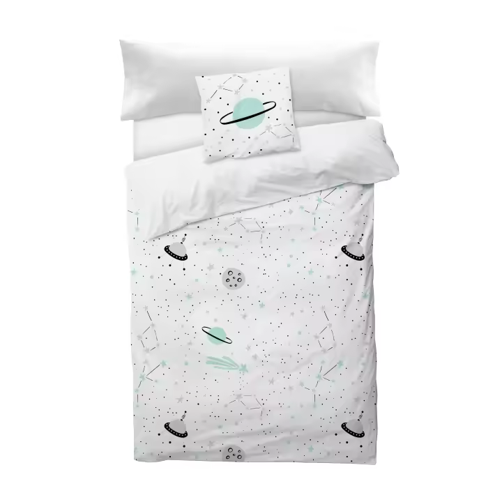 BOHEME -  Funda Nórdica Cuna 100% Algodón Universe White 100X120 - Suavidad y Estilo - 1