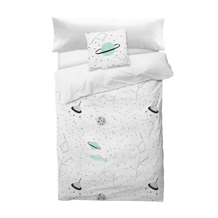 BOHEME -  Funda Nórdica Cuna 100% Algodón Universe White 100X120 - Suavidad y Estilo - 1