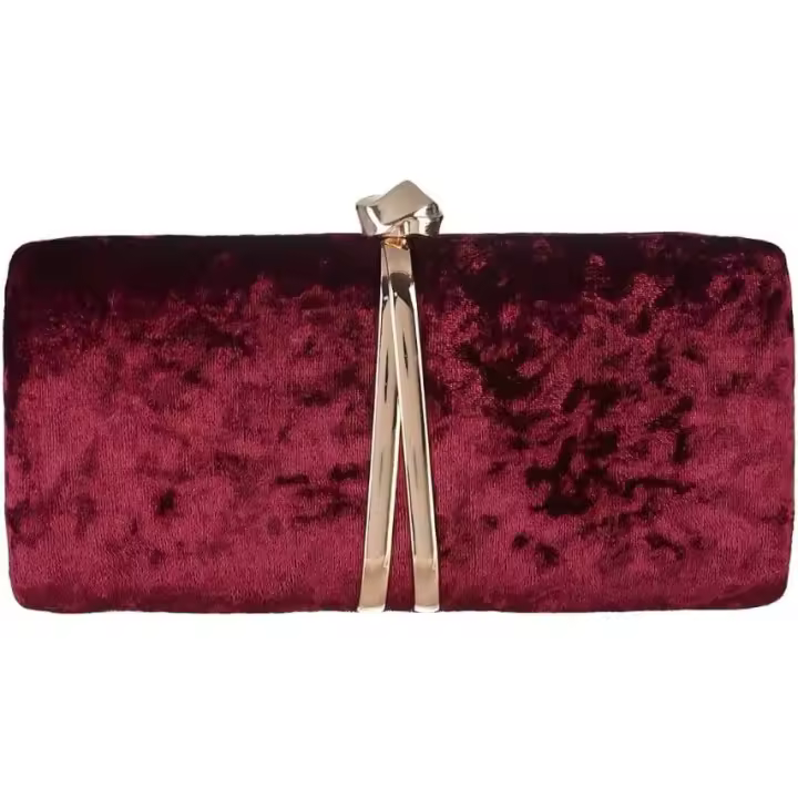Bolso de mano de noche de terciopelo type sobre para Mujer, Diseño de metal, brilliant Bandolera, ideal para Bodas, Fiestas y Bailes. - 1