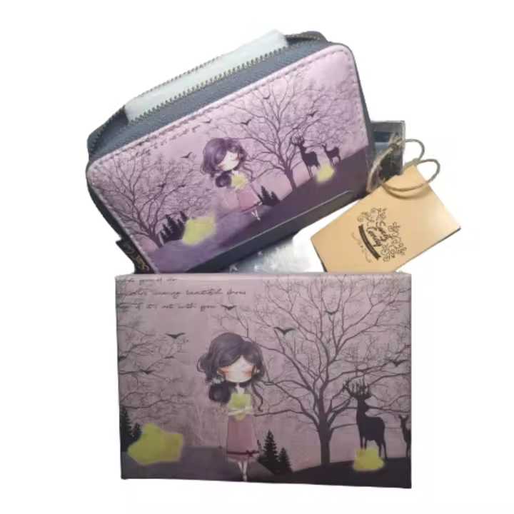 Sweet Candy, Cartera, Monedero, En Caja de Regalo, Suave, Cuero Sintético 100%, Estampado, Color Morado. Kiglam - 1
