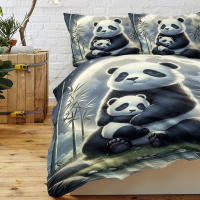 Juego De Cama Panda Luna 3 Piezas Con Fundas De Almohada Para Adultos Y Adolescentes Microfibra Animal Impresión Edad Indiferente Estilo Moderno - details 5