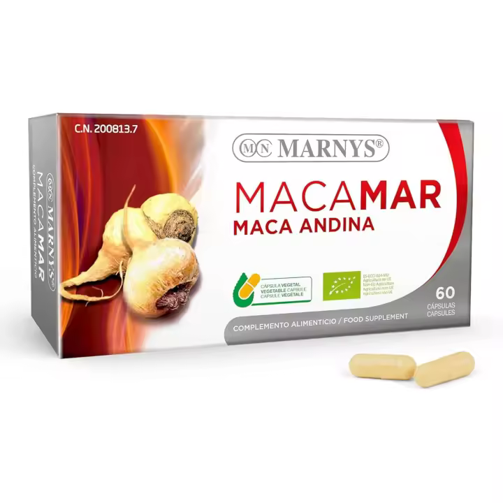 Marny's Maca Andina BIO - Macamar - Combate el Cansancio y la Fatiga - 60 Cápsulas - 1