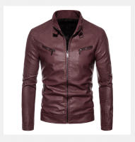 Chaqueta De Cuero Para Hombre Estilo Casual Moto Outdoor Primavera Otoño Cuello Alto Ajustada Para Otoño Y Invierno - details 6