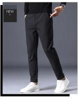 Pantalones Casuales Para Hombre Primavera Verano Delgados Y Elásticos Alta Calidad Pantalones Jogger Rectos Negros Grises Azules Marcas Coreanas - details 8