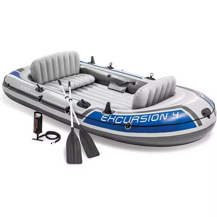 INTEX - Barca Hinchable Excursion 4 con 2 Remos Aluminio Para 4 Personas 315 x 165 x 43 cm Aqua Marina Rio Pantano - 1