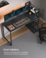 Escritorio con Estantes Ajustables a Derecha o Izquierda - Mesa de Ordenador para Oficina en Casa o Estudio, Fácil Montaje, Negro Ébano o Marrón Rústico, 137 cm de largo - details 9