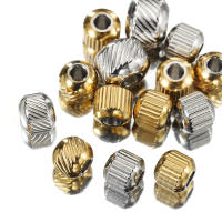 50pcs Cuentas De Acero Inoxidable Con Ribete Tubo Espaciador Para Fabricación De Joyas DIY Color Oro Y Acero Tamaño 4mm 6mm - details 1