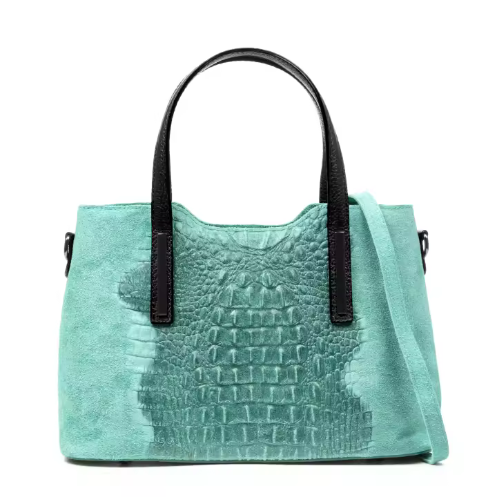 FIRENZE ARTEGIANI. Fiesole bolso tote Mujer. Piel auténtica Gamuza Grabado Serpiente y lacado. 31x12x21cm. - 1
