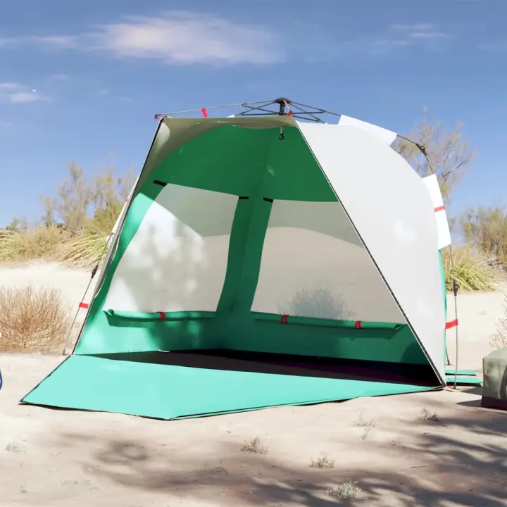 vidaXL Tienda de playa 3 personas impermeable apertura rápida verde - 1