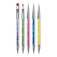 Set De 5 Pinceles De Uñas Doble Finalización Con Punto Y Perforación Herramientas De Diseño De Manicura Y Decoración De Strass - details 0