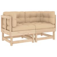 vidaXL Sofás esquineros con cojines 2 uds madera maciza de pino Pino natural, Pino blanco, Pino gris Conjunto Terraza Muebles Jardín Exterior Juego de Muebles de jardín Mueble Jardín Exterior Muebles de Salon Exterior - details 5