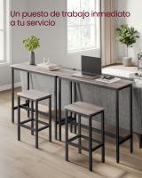 Conjunto de mesa y taburetes de bar estilo industrial, mesa alta de cocina, 2 taburetes, marco de acero resistente, diseño compacto y elegante para espacios reducidos, color gris melange o negro ébano - details 3