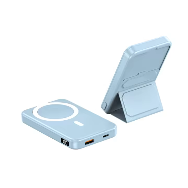 Mag-Safe 10000mAh Power Bank: Batería magnética, Cargador magnético con soporte, Carga USB-C plegable para iPhone 16/15/14/13/12 Pro/Max (Azul of the Sky) - 1