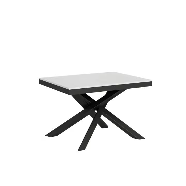 Mesa extensible 90x90/380 cm Volantis Evolution Blanco Fresno Estructura Anthracita - 1